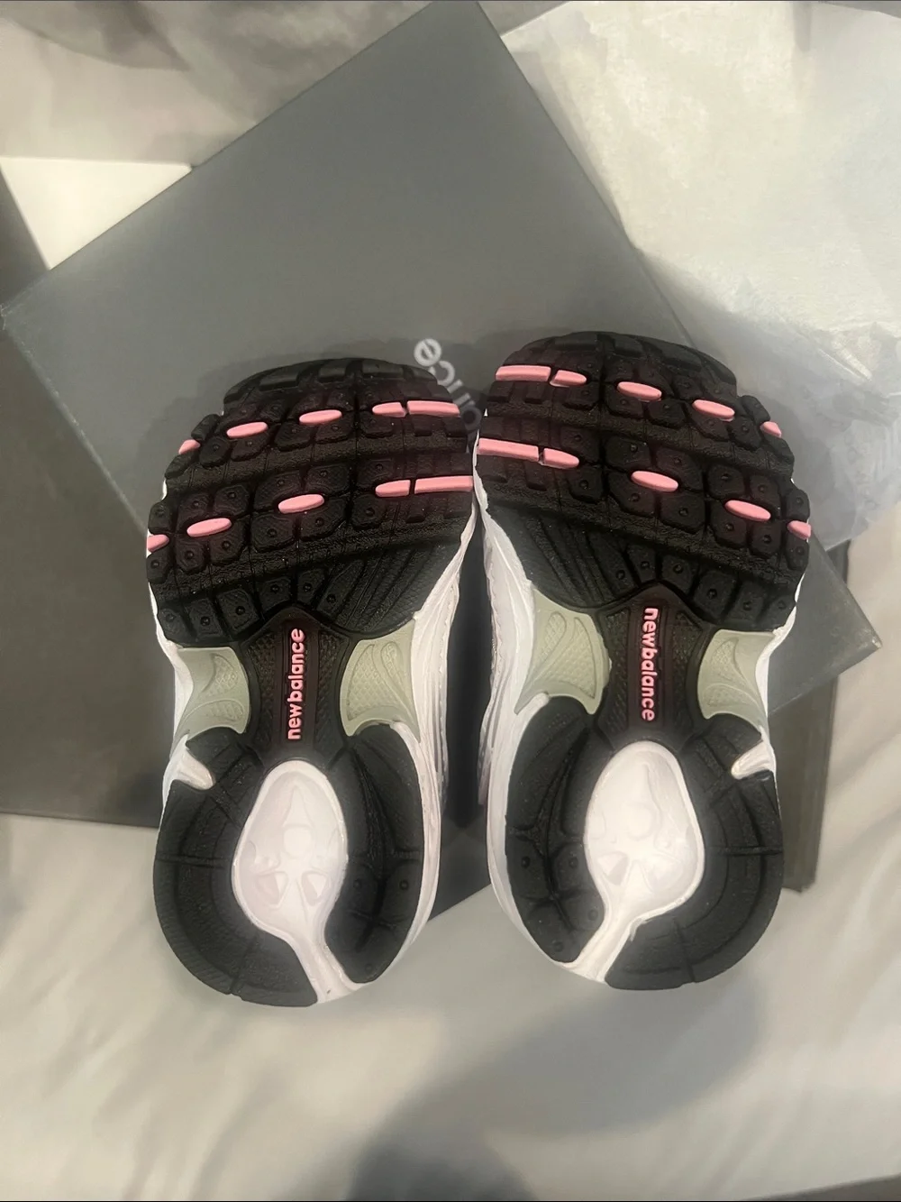 New Balance White and Light Pink Kids' Mesh Sneakers